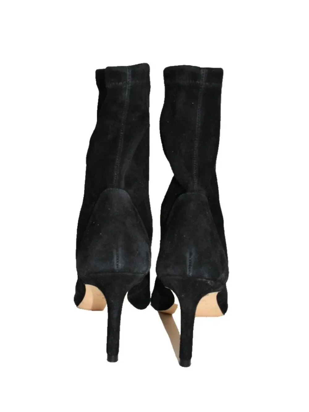 $700 Stuart Weitzman 75 Ankle pointy toe Bootie Heel Sock Suede Back 8.5 (PC13)